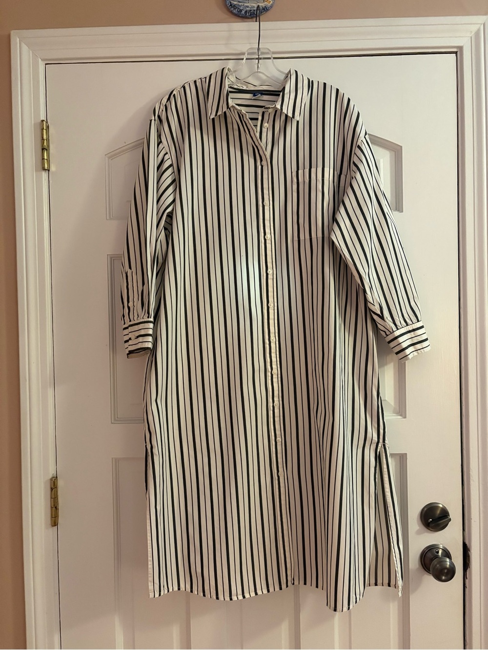 Women’s Black & White Stripe Shirtdress